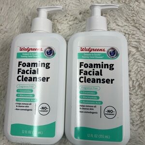 Lot of 2 Walgreens Foaming Facial Cleanser 12oz Ceramides Niacinamide Hyaluronic